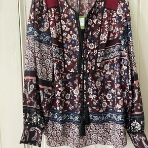 NWT Kate Spade boho style patchwork multi-colored top size XL